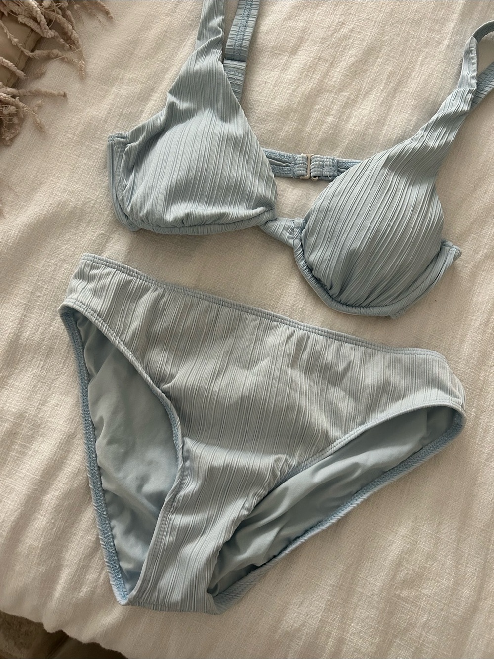 Vici Light Blue Ribbed Bikini Set - Picture 3 of 3